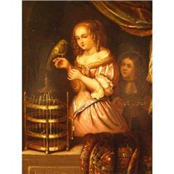 Lady and her Parrot - Old Master painting #1040845