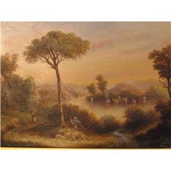 Italianate Oil on Tin River scene #1040855