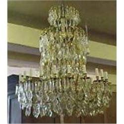 LARGE CRYSTAL & BRASS CHANDELIER #1040936