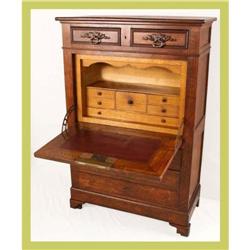 1890s French Oak Louis-Philippe Secretaire #1041047