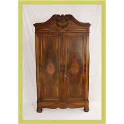 1910 French Burled Walnut Biedermeier Armoire #1041048