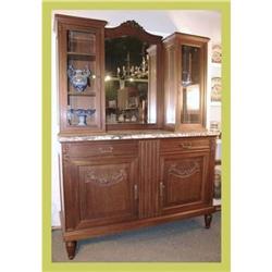 1920s French Walnut Louis XVI Marble-Top Buffet#1041051