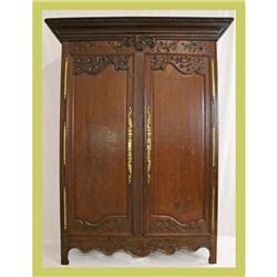 1800s French Provincial Armoire w/ Carved Roses#1041057