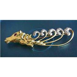 Seahorse Brooch Nouveau 18kt Gold Ruby 18k sea #1041192