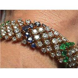 17ct Diamond Emerald Sapphire Bracelet 14k 14kt#1041193