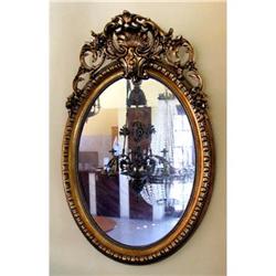 Empire French Oval carved wood mirror  #1041219