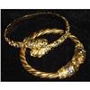 Image 1 : Pair of Gold Large Cat Bracelets with Precious #1041466