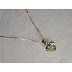 Estate 14K YG Diamond Heart Pendant Necklace #1067082