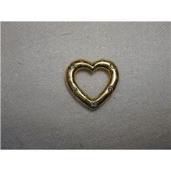 Estate 14K YG Gold Diamond Heart Pendant Slide #1067104