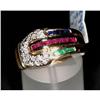 Image 1 : Estate Buckle Ruby Emerald Sapphire Diamond #1067386