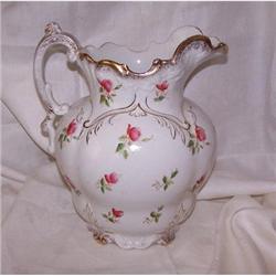 Antique Victorian Wash Basin Pitcher Roses #1074953