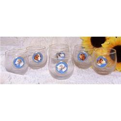 6 3D Enameled Dog Medallions Dog Glass Tumblers#1074958