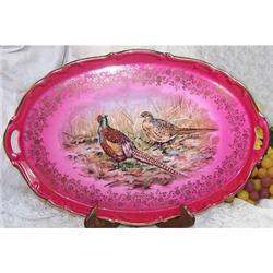 Pink Phesant Serving Platter Schumann Germany #1074969