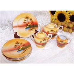 Japan Handpainted Windmill & Lake Tea/Snack Set#1074976