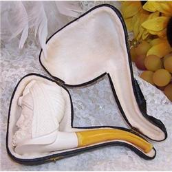 Carved Meerschaum Pipe with Case #1074987