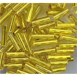 5000+ VINT YELLOW SILVER LINED GLASS BEADS #1075056