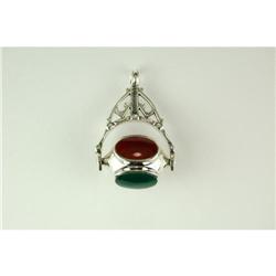 ANTIQUE STYLE STERLING FOB w BLACK ONYX w #1075068