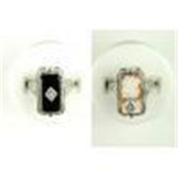 ANTIQUE  FLIP RING  BLACK ONYX CAMEO DIAMOND #1075070