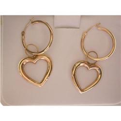 14k Gold Heart EARRING DANGLE JACKETS #1075071
