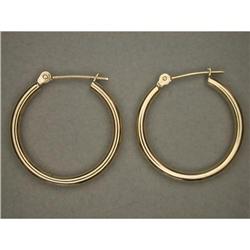 14k GOLD Tubular HOOP EARRINGS  #1075107