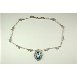 Antique Style Necklace BIG BLUE TOPAZ #1075116