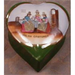 WELSH Costume HEART Trinket BOX Antique #1075316