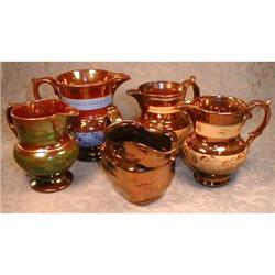 LUSTER Ware CREAMERS Five ANTIQUE  Jugs LUSTRE #1075377