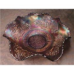 FENTON Orange TREE Bowl BLUE Carnival GLASS #1075382