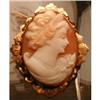 Image 1 : CAMEO Brooch 14k GOLD Setting ANTIQUE Pin #1075411