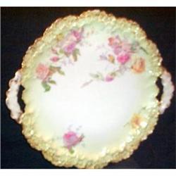 Limoges Pink Rose Two Handled Cake Plate #1075437