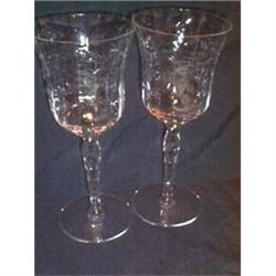 Eight Cut Glass Cornflower Optic Water Goblets #1075439