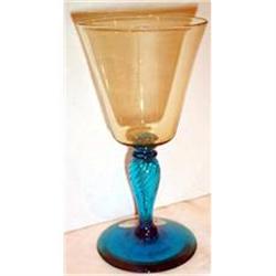 Steuben Topaz and Celeste Blue Footed Goblet #1075530
