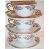 Image 1 : Three Hand Painted Rose Tea Cups and Saucers #1075537