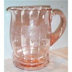 Pink Dogwood Depression Glass Pitcher #1075799