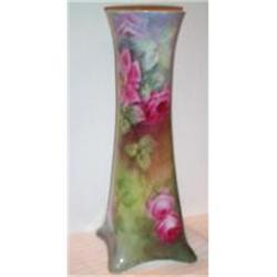 Monumental Hand Painted Limoges Rose Vase #1075807