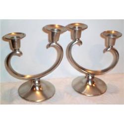 Pair Pewter Candle Holders, Candlesticks #1075833
