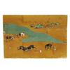 Image 1 : Old Japanese Screen Leaf Gilt Painting Ox Scene#1076189