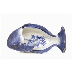 Old Japanese Blue & White Fish Plate  #1076194