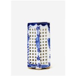 Old Japanese Imari Blue White Reticulated Vase #1076195