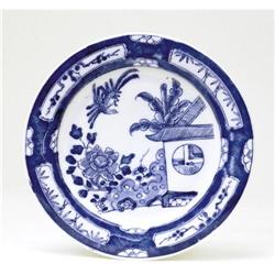 Japanese Imari Blue & White Plate w Bird #1076201