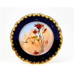 French Limoge Limoges Haviland HP Cobalt Plate #1076208