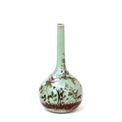 Old Japanese Celadon Imari Vase Relief Flower #1076215