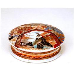 Meiji Japanese Imari Samurai Court Figurine Box#1076238