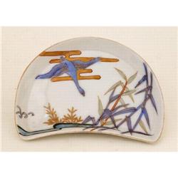 4 Old Japanese Imari Half Moon Shape Plate #1076245