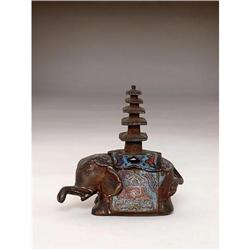 Old Japanese Champleve Elephant Pagoda Censer #1076254