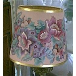Lamp Shade Floral Applique Table Lamp Pair Clip#1076269