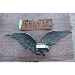 Metal Eagle Display 25.5" W and Garden Tool Key Hanger 13.5" W