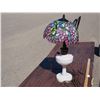 Image 4 : Vintage Milk Glass Lamp with Tiffany Shade (Electric)