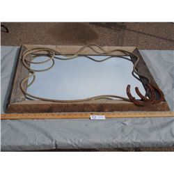 Mirror with Wooden Decorative Frame 30.5 by 22"