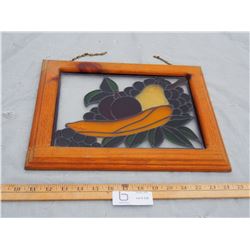 Stained Glass Window With Wooden Frame 11.5 by 14.5"